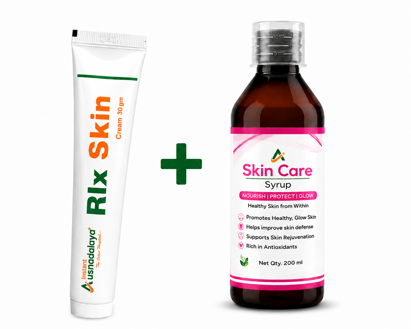 RLX Skin Cream & Skin Care Syrup Combo Pack | Ayurvedic Herbal Skin Care Kit | Supports Healthy Skin, Natural Glow, Skin Nourishment & Hydration | Cream + Syrup for Complete Skin Wellness | For Men & Women